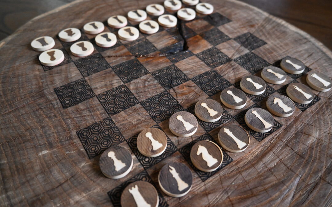 Laser Wood Burned Chess Board